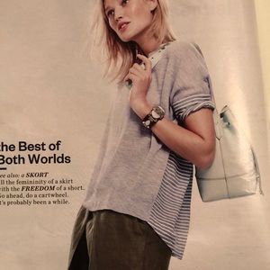 JCrew mixed-media short sleeve sweater